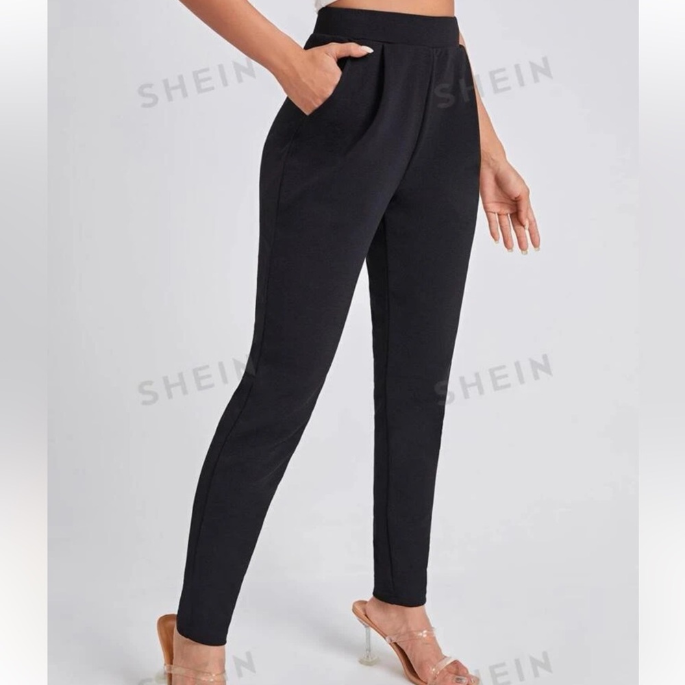 Solid Slant Pocket Skinny Pants